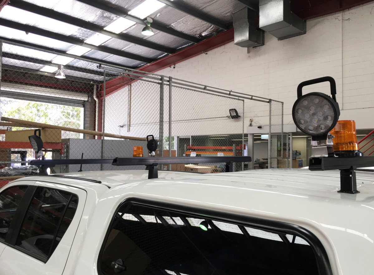 HiLux 2017 Revolution LED work lights with handle on Canopy Roof Racks Creative Installations