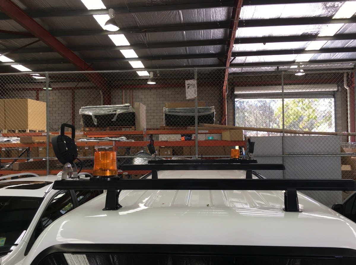 HiLux 2017 Revolution LED work lights with handle on Canopy Roof Racks Creative Installations