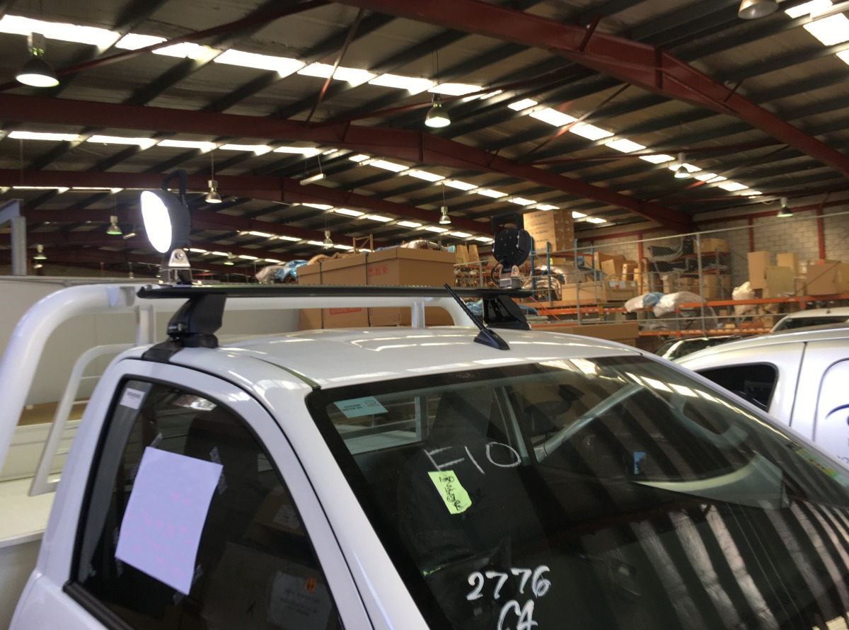 HiLux 2017 Revolution LED work lights with handle on Roof Rack Creative Installations